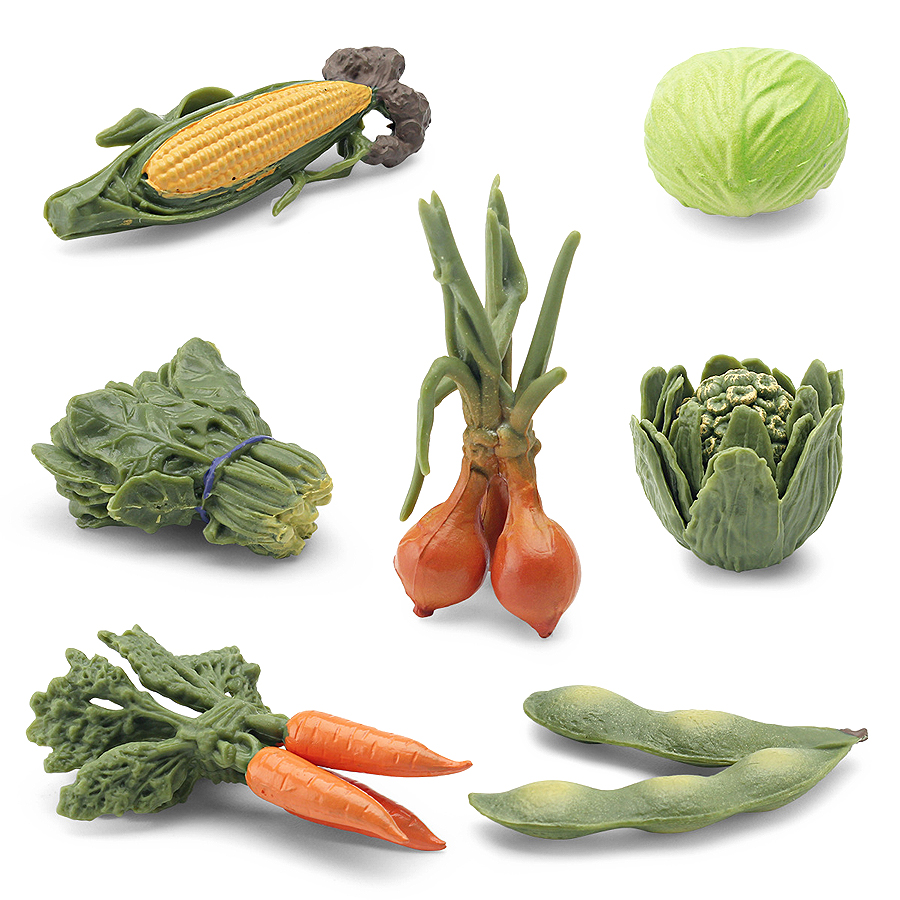 Kids Toys Under 1 Year - Realistic Vegetables Model Figures Cabbage, Carrot,Onion,Spinach,Corn,Butterbur,Soybean