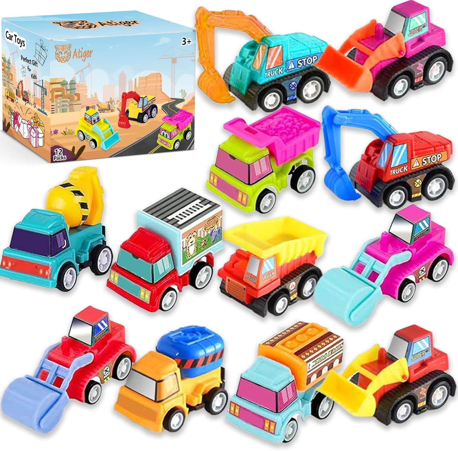 12pcs Pull Back Cars Truck Veh - Kids Toys Kids Toys review and price