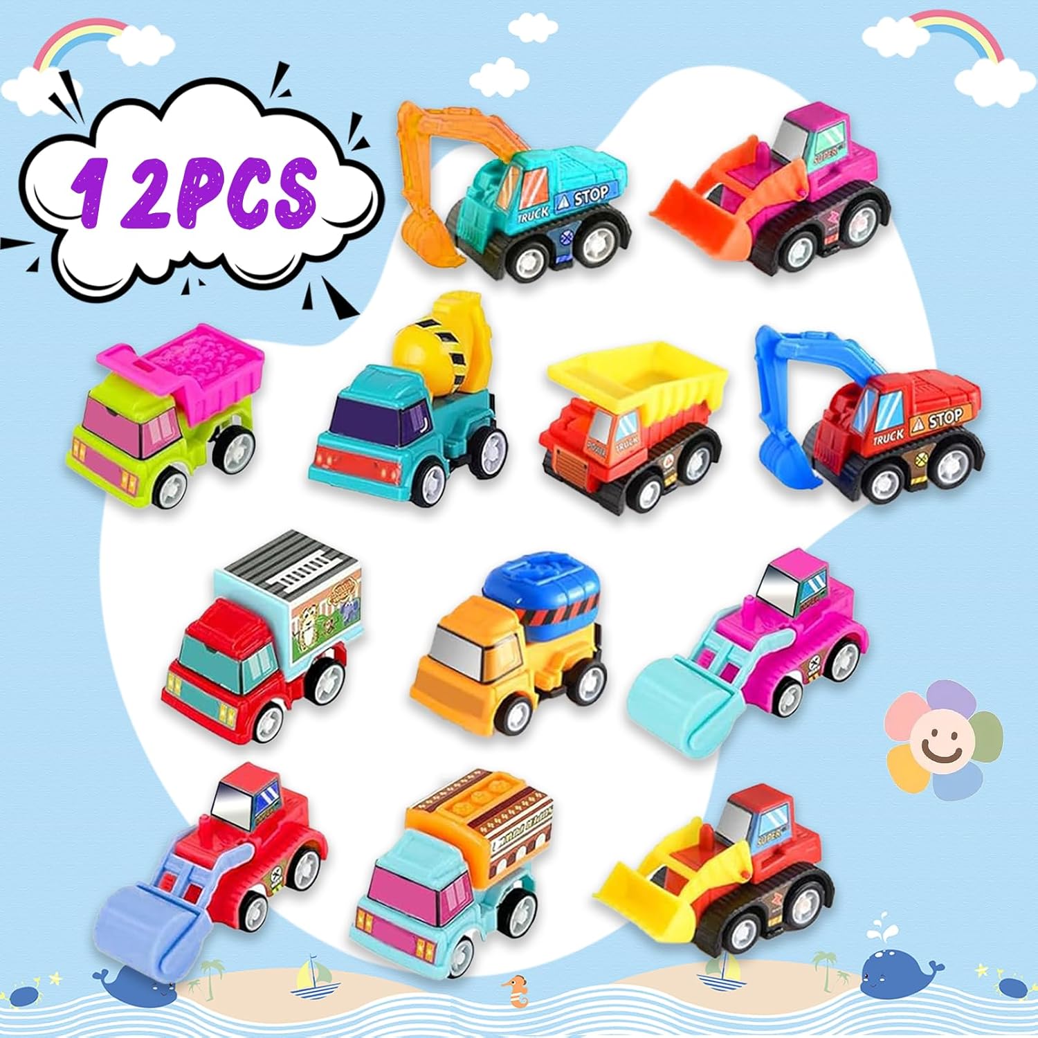12pcs Pull Back Cars Truck Veh - Kids Toys Kids Toys review and price